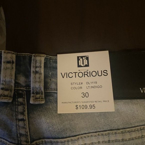 Victorious Men Rip and Repair Denim Jeans - Picture 2 of 5